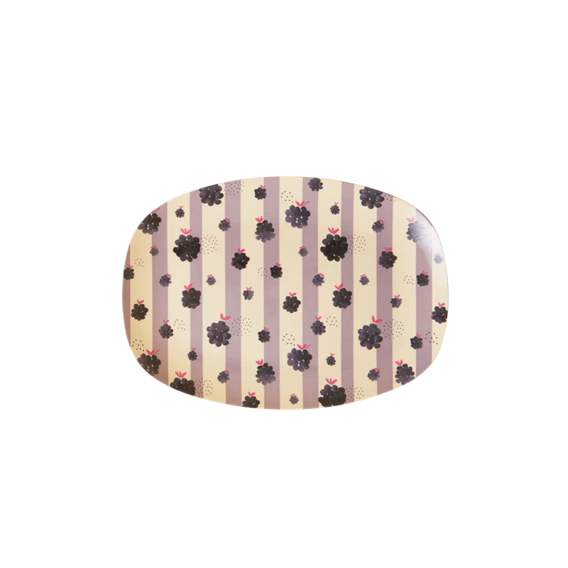 Blackberry Beauty Print Small Rectangular Melamine Plate By Rice DK